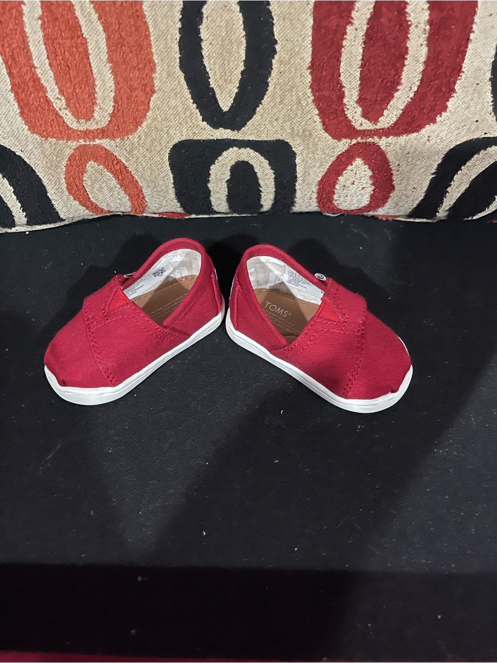 Toms Kids Red Canvas Slip-On Sneakers